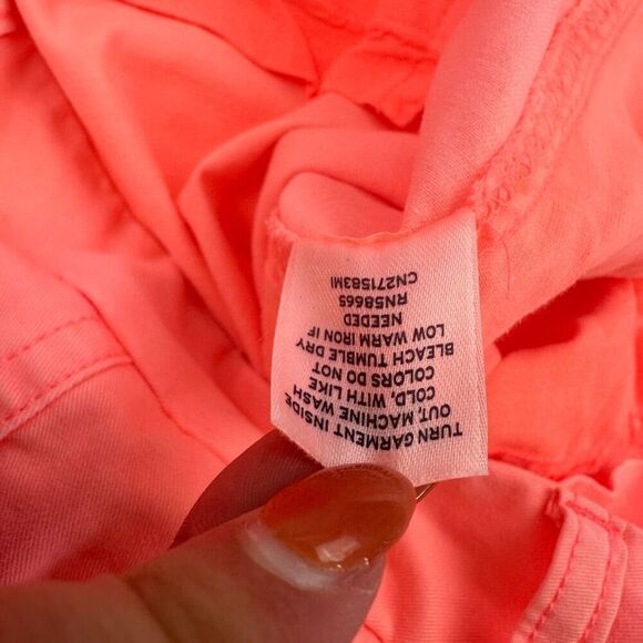 Calson Neon Highlighter Coral Chino Pants Cotton Spandex Stretch Size 8 - Picture 9 of 14